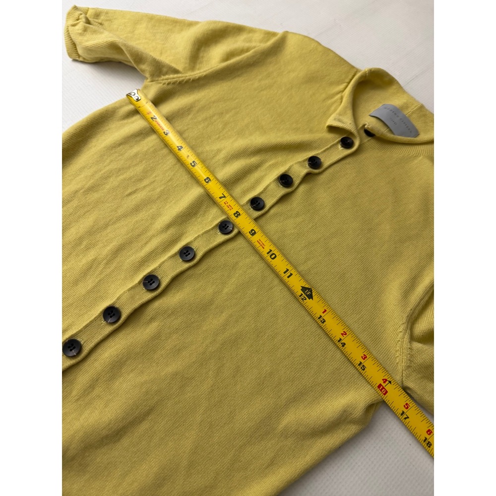 Modern Citizen Cardigan Women Large Yellow Short Sleeve Merino Wool - Picture 3 of 8